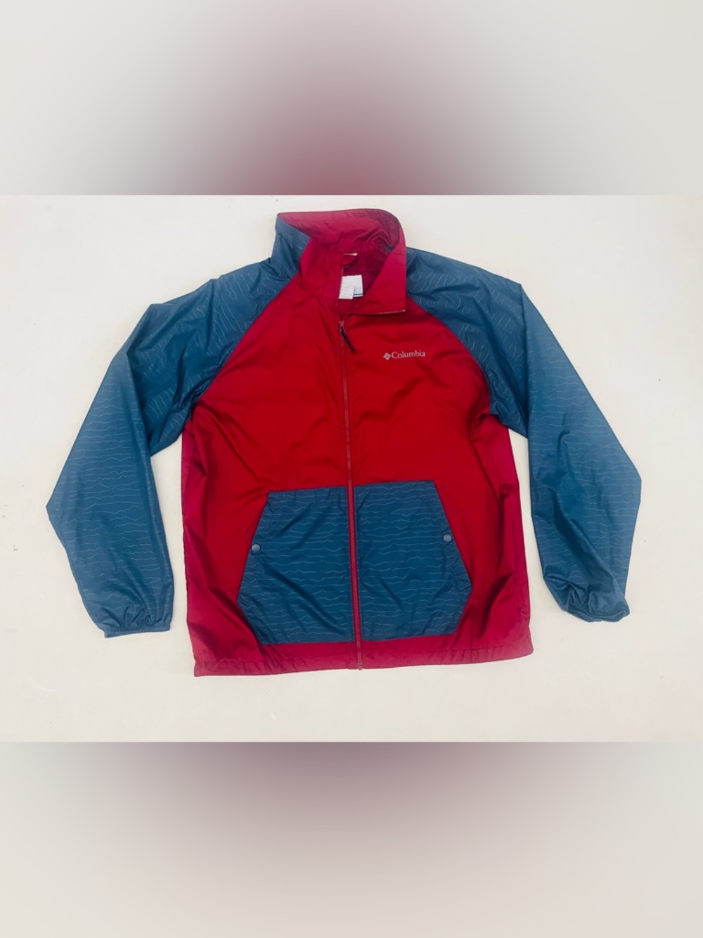 Columbia Tabor Point Men's Windbreaker Jacket, Red and blue gray, Size large